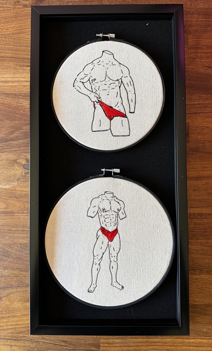 Statues, hand embroidery by Sew_Kinky_Threads