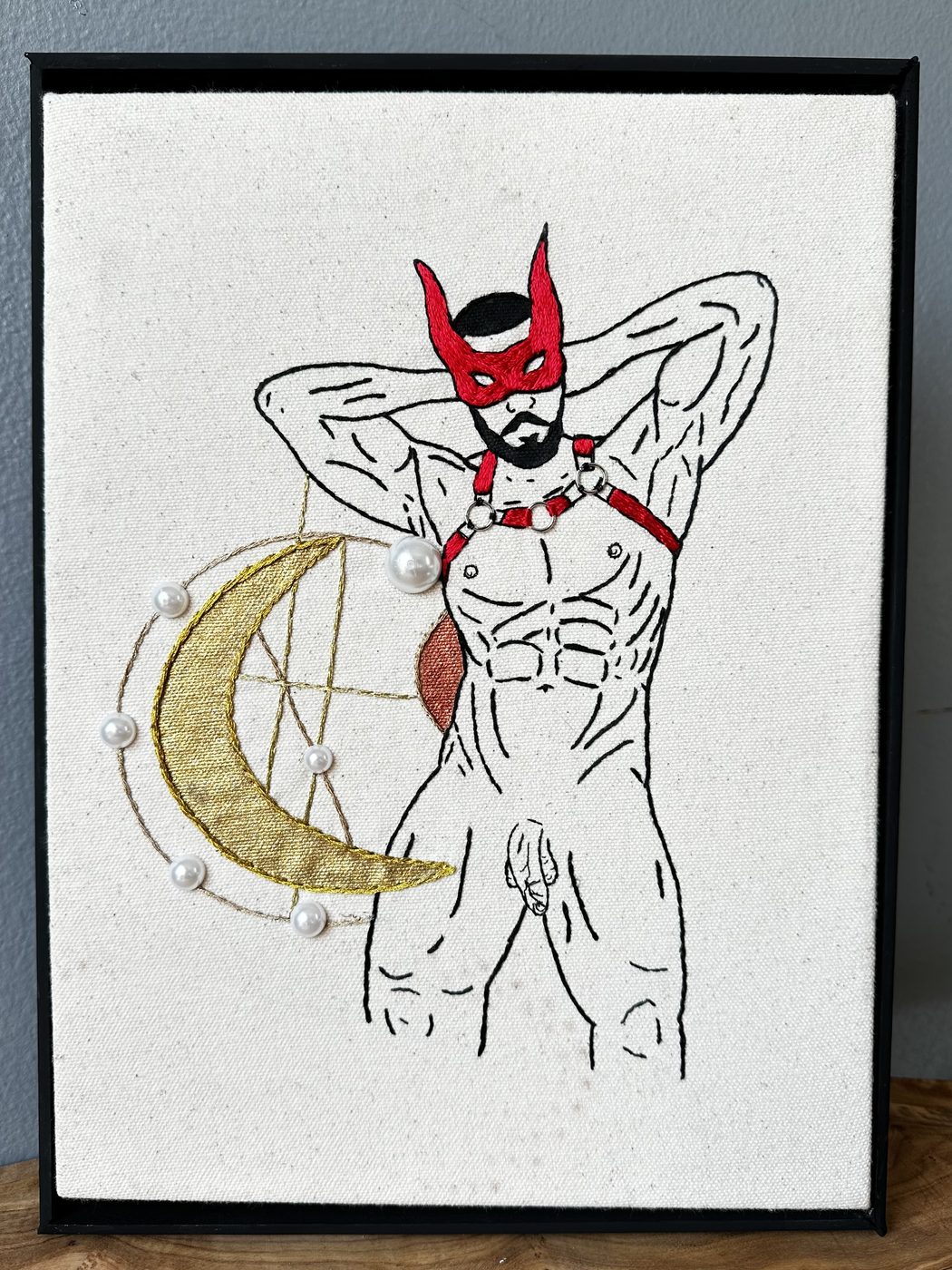 Devil, hand embroidery by Sew_Kinky_Threads